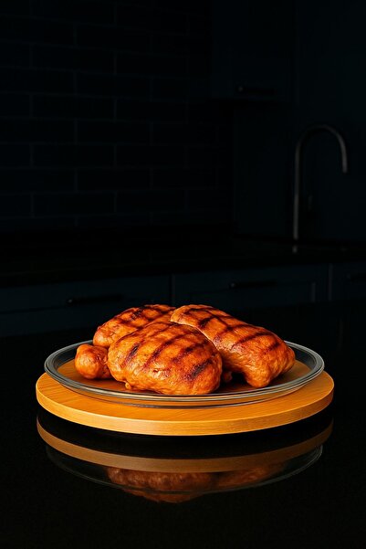 Alvin 25 CM BAMBU 360° DÖNER STANDLI SERVİS VE SUNUM TABAĞI (PEYNİR&PİZZA&PASTA&TEPSİ)