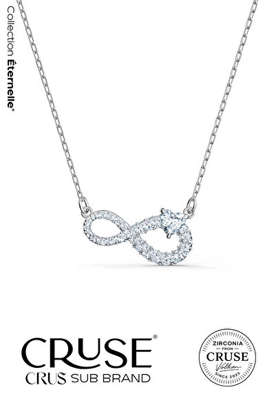 Cruse 925 Ayar Gümüş Sonsuzluğun Ekinoksu Kalp Taşlı Kolye 18 Ayar Beyaz Altı...
