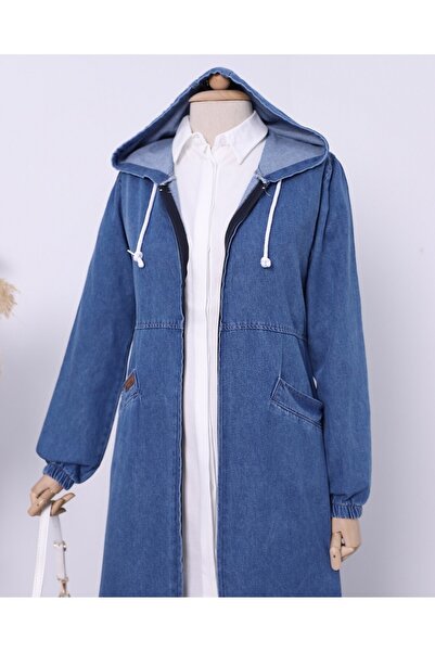 Modamorfo Джинси з кишенями на боках, еластичним рукавом і капюшоном - Indigo