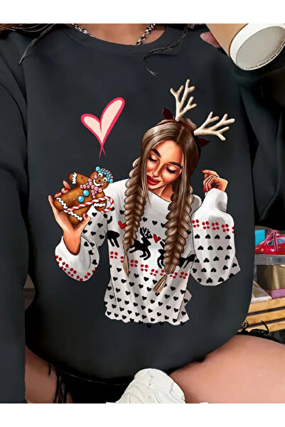 Butik Women's New Year's Special Long Sleeve Crew Neck Patterned Viscose Two Thread Blouse