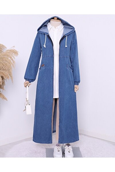 Modamorfo Джинси з кишенями на боках, еластичним рукавом і капюшоном - Indigo