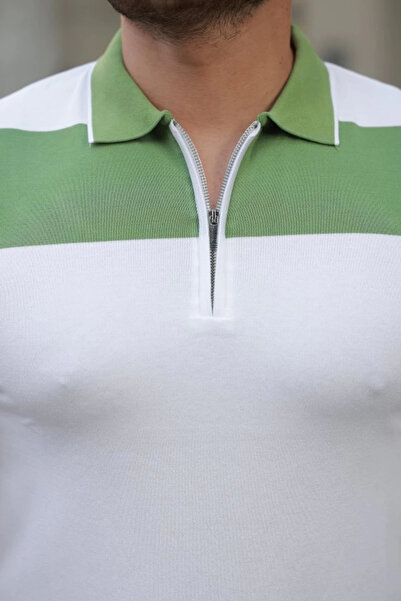 HAZEGO Tricou cu mânecă scurtă pentru bărbați, cu guler cu fermoar