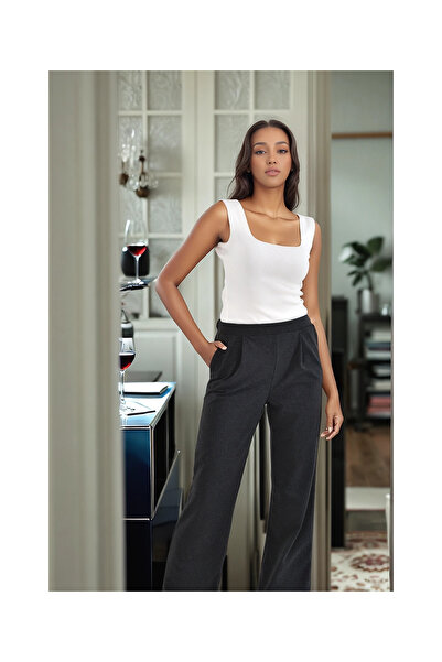 Cotton Mood 9292933 Two-Pocket Wide-Leg Pants Fume