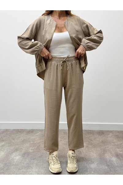 Maldia Shop Set de pantaloni de damă cu fermoar, de jos în sus, din nurcă