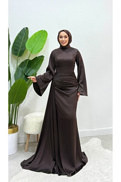 modasusev Ισπανικό βραδινό φόρεμα με σατέν μανίκι