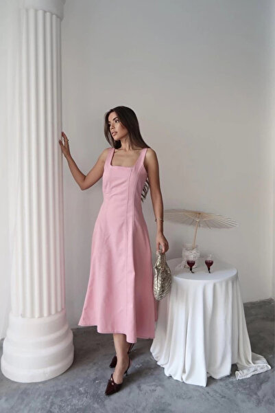MİO Pink Double Stitched Gabardine Dress