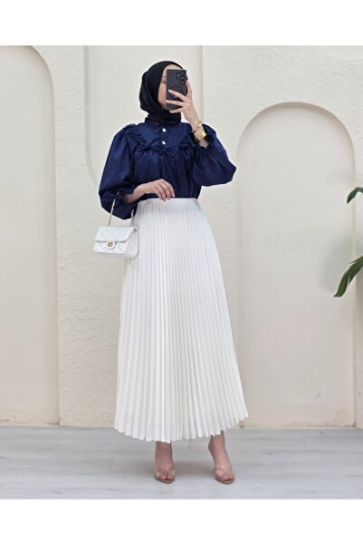 Modamorfo Stone Pleated Skirt - Cream