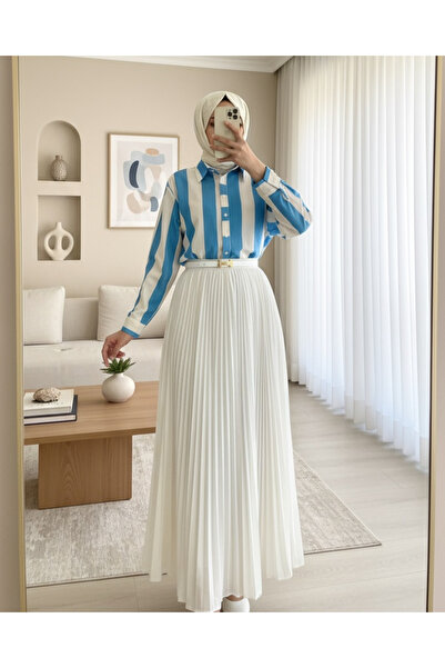 Modamorfo Сорочка з товстими смугами та ґудзиками - синя