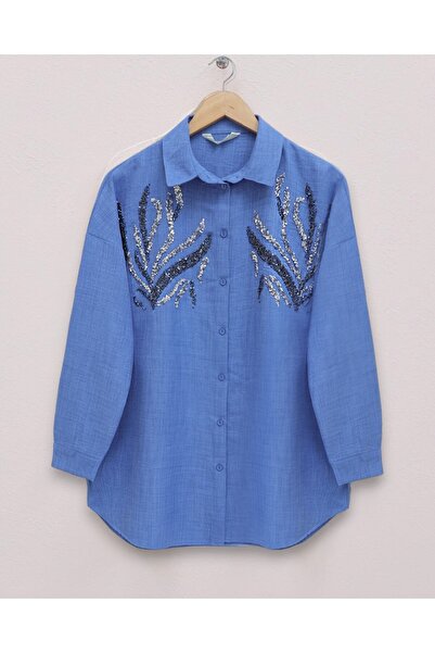 Modamorfo Flitteres elülső részű hosszú ing - Indigo