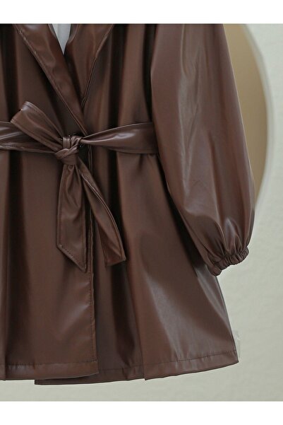 Modamorfo Double Pocket Buttoned Handle Elastic Leather Cap - Brown