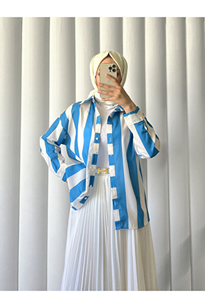 Modamorfo Сорочка з товстими смугами та ґудзиками - синя