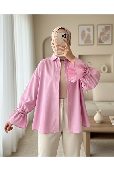 Modamorfo Πουκάμισο με πλισέ πίσω με μανίκια - Ροζ