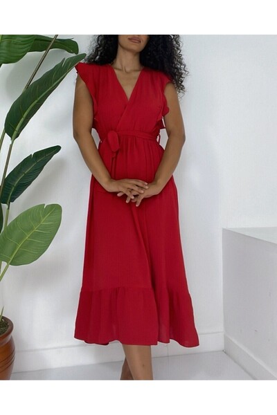 Modamorfo Fodros vállak, nulla ujjú, rugalmas derék, fűzős Ayrobin ruha