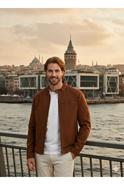 Jack & Jones Men's Pu Suede Brown Jacket 12147218