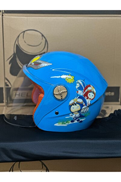 Palas Motor Motokaskk Çocuk Kaskı / Yarım Kask // Mavi Renk / 8-13 yaş uyumlu