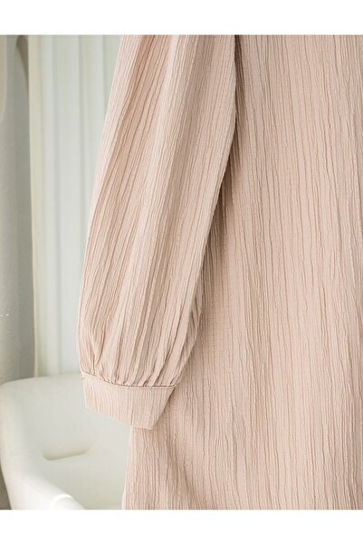 Modamorfo Top Buttoned V-Neck Crinkle Shirt -Salmon