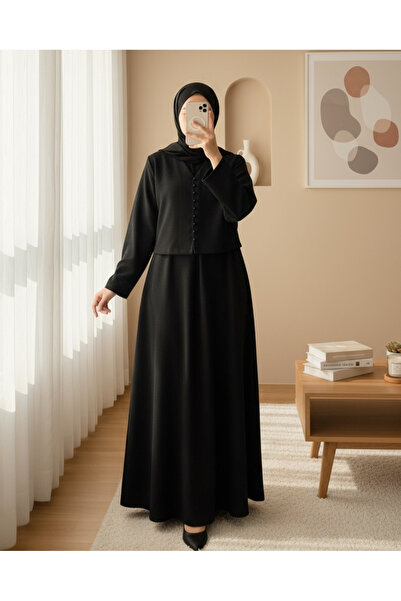 Modamorfo Σετ Φόρεμα Σελανίκης με Μπουφάν Κροπ -Μαύρο