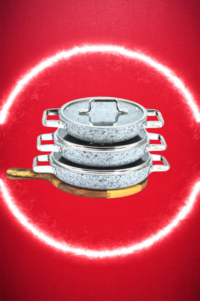 Brioni Stone-Age 18cm 20cm 22cm 7-Piece Non-Scratch Non-Stick Induction Cookware Omelette Set