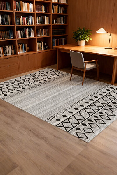 Enjoylifeme Warm Luxurious Modern Printed Rectangular Anti-Slip Carpet, Easy to Clean Rug Black/Grey 160x230cm