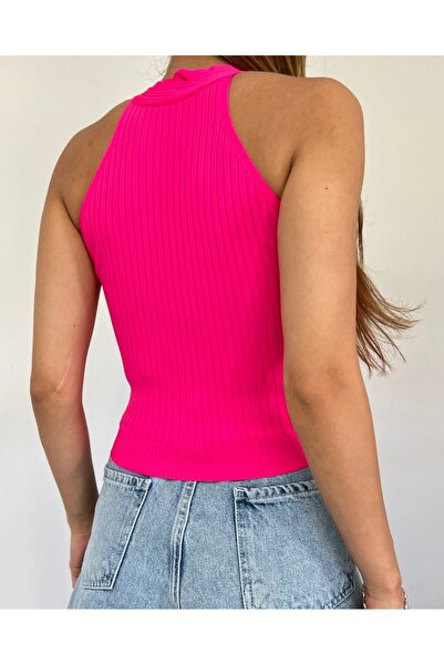 Modamorfo Metal Detailed Zero Sleeve Ribbed Knitwear Crop Undershirt