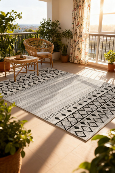 Enjoylifeme Warm Luxurious Modern Printed Rectangular Anti-Slip Carpet, Easy to Clean Rug Black/Grey 200x300cm