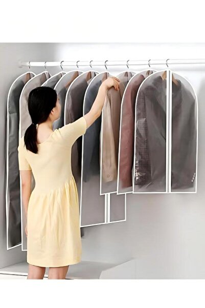DOMEET 10pcs Clear Garment Bags for Hanging Clothes, Dust Proof Clothes Bag Travel Hanging Garment Bags