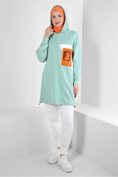Alvina Print Detail Hooded Tracksuit Tunic 43622