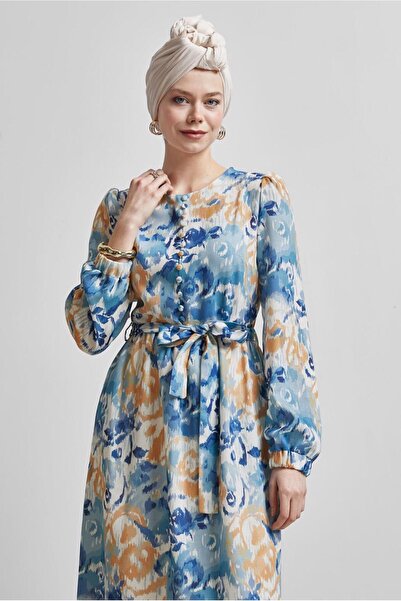 Alvina Belted Patterned Dress 45459