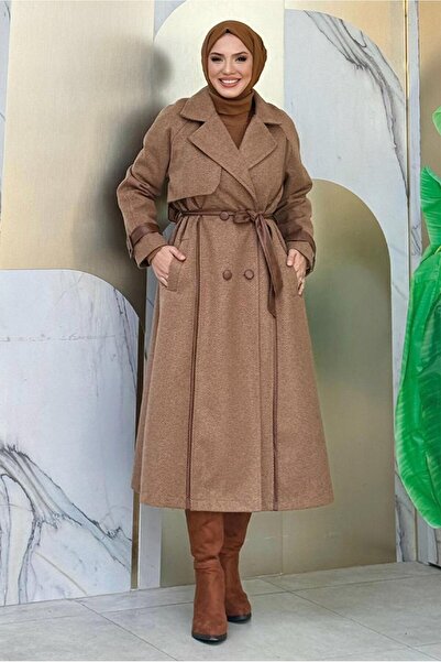 TRENDTESETTÜR Brown Belted Women's Coat - t 8687
