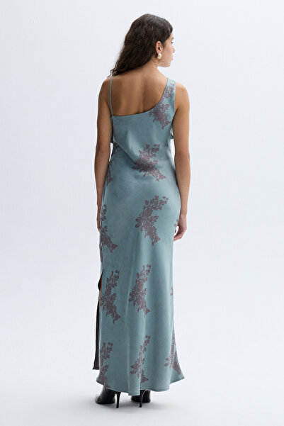 Mudo Jacquard Patterned Sleeveless Long Dress with Slit