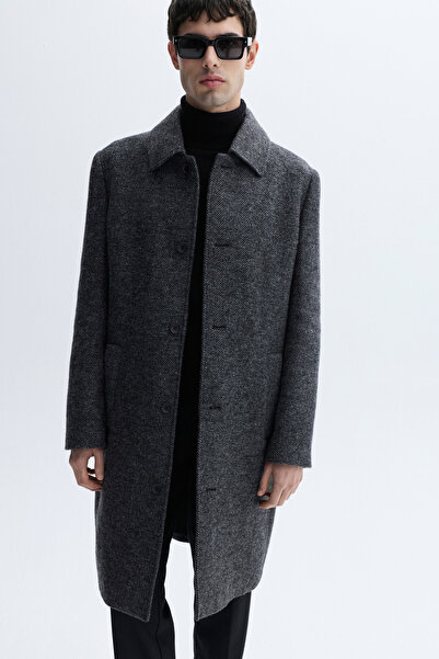 Mudo Jacquard Wool Blend Long Coat