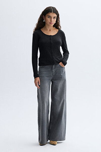 Mudo Wool Blend Fitted Buttoned Long Sleeve T-Shirt