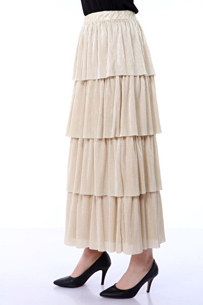 Asees Glittery Pleated 4-Layer Elastic Skirt