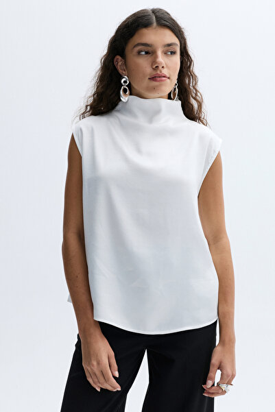 Mudo Stand Collar Sleeveless Bluz