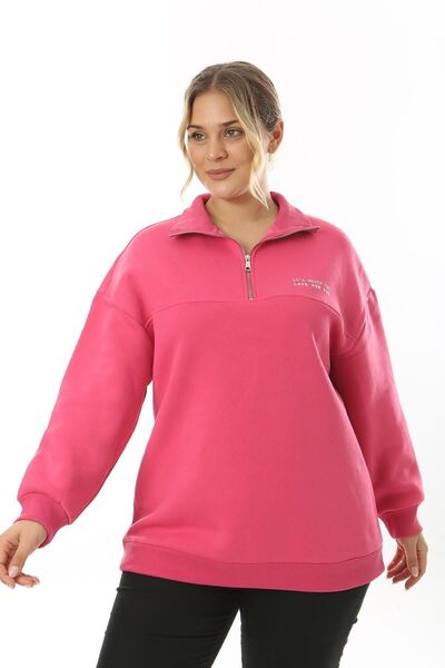 CrazyShopping Φούτερ με φερμουάρ μεγάλου μεγέθους - Τρεις κλωστές