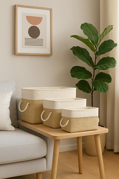 LUXWAY HOME مجموعة من 3 قطع من الجوت المزخرف باللون الأبيض، ملابس داخلية لغرف...