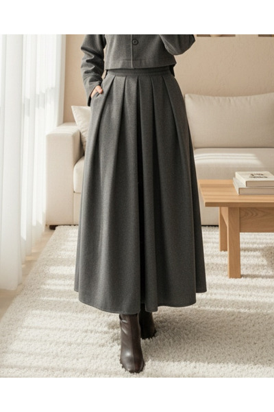 Modamorfo Fusta plisată cu fermoar - afumată