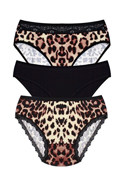 Öts Women's Panties 3-Piece Leopard Pattern (90% Viscose - 10% Elastane)