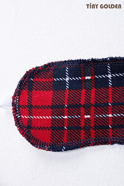 TİNY GOLDEN Unisex Children's Cotton Fabric Red Plaid Patterned Shirt Collar Buttoned Long Sleeve Pajama Set