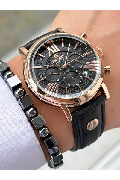 Reward Siyah Renk Deri Fonksiyonlar Aktif Spor Erkek Kol Saati + BİLEKLİK HED...