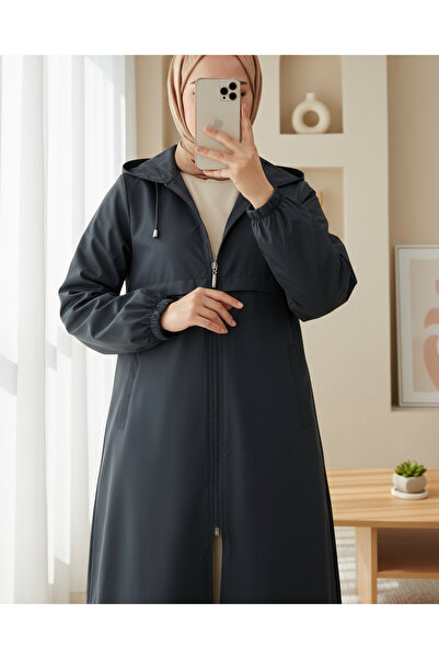 Modamorfo Довгий плащ з капюшоном на блискавці по всій довжині - Laci