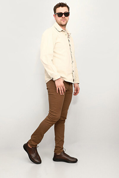 GÖNDERİ(R) Men's Tan Antique Lace-Up Rubber Sole Genuine Leather Sneakers