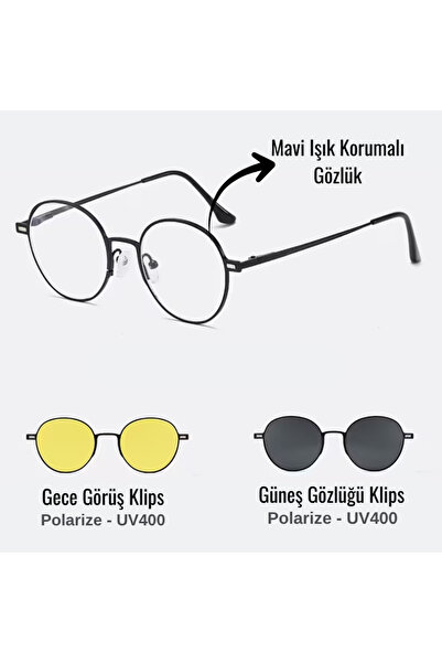 Olivier Philippe 3 in 1 Clip-On (Sunglasses - Blue Light Protection - Night Vision) Glasses Set