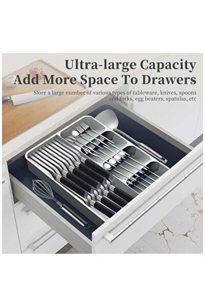 fulina Drawer Knife Block Silverware Drawer Organizer Kitchen Utensil Organizer Large Capacity Flatware