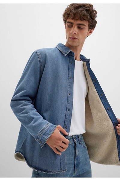 Mavi 0211186 Jeremy Classic Denim Faux Fur Indigo Blue Men's Denim Jacket Jeans