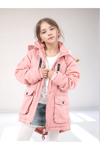 Wild Flower Χειμερινό παλτό για κορίτσια - Μακρύ χειμωνιάτικο καμβά παλτό - Χοντρό χειμερινό παλτό - παλτό με κουκούλα