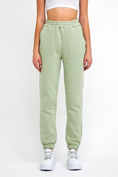 ESPİNA Γυναικεία πλεκτά φούτερ με τρεις κλωστές με ελαστική μέση και πόδι Jogger Mint Green