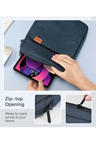 fulina 9-11 Inch Tablet Sleeve Bag, Handle Carrying Case with Shoulder Strap, Dark Blue