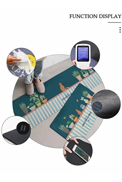 DOMEET 2PCS Non-Slip Kitchen Rugs and Mats, Anti-Fatigue Hallway Kitchen Runner Rug Set Backing Floor Mat