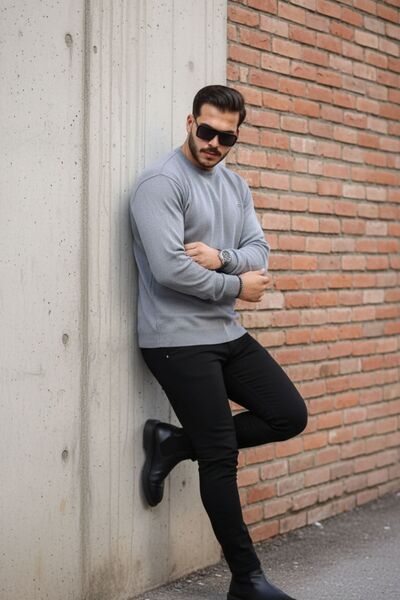 comstar Men's crew neck cotton knit sweater